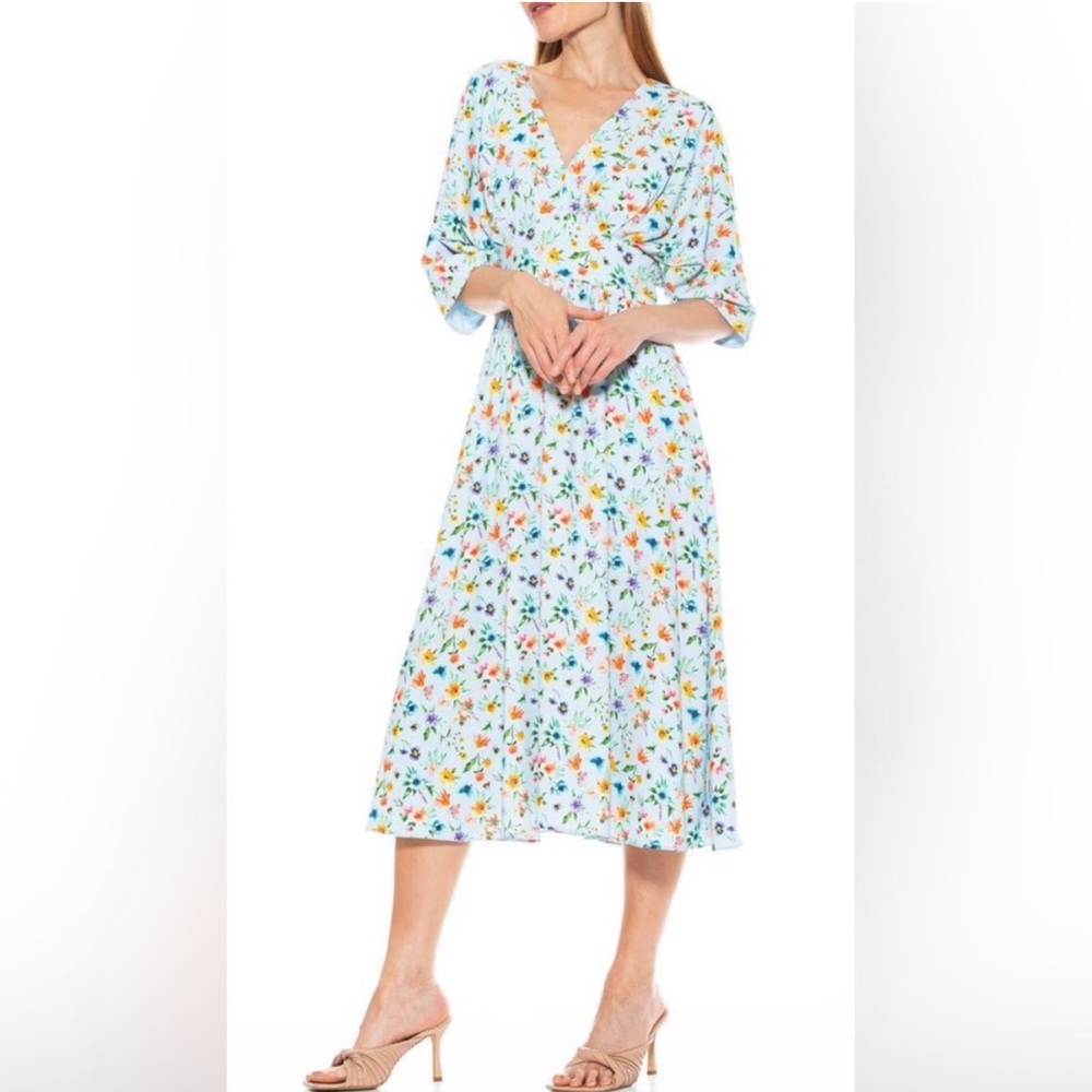 “ALEXIA ADMOR” August Floral V-Neck Midi Dress